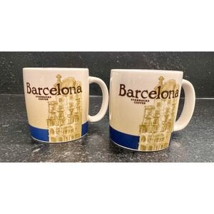 Starbucks Barcelona Spain - Set of Two Demitasse Espresso‎ Mugs 3oz 2008